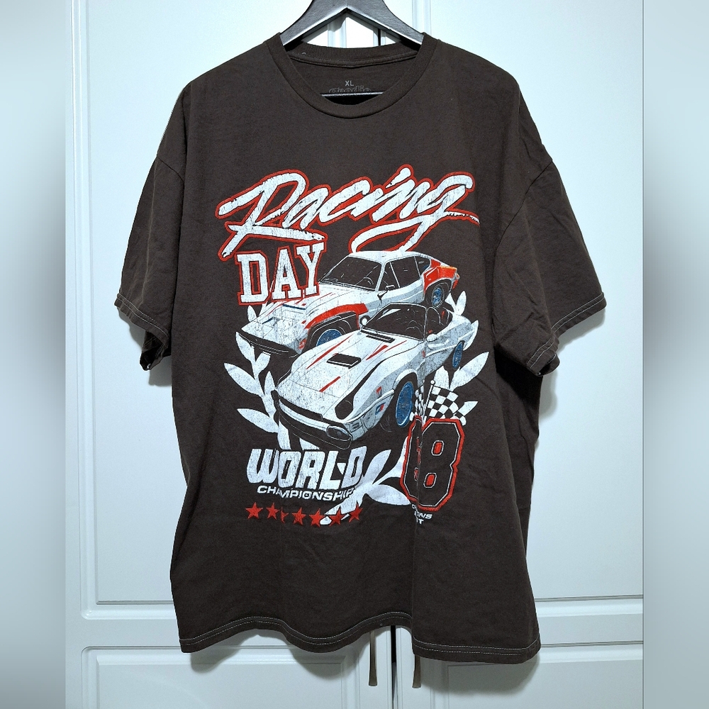 GoodieTwoSleeves Men's Car Racing World Champion #68 Cotton Graphic T-Shirt XL